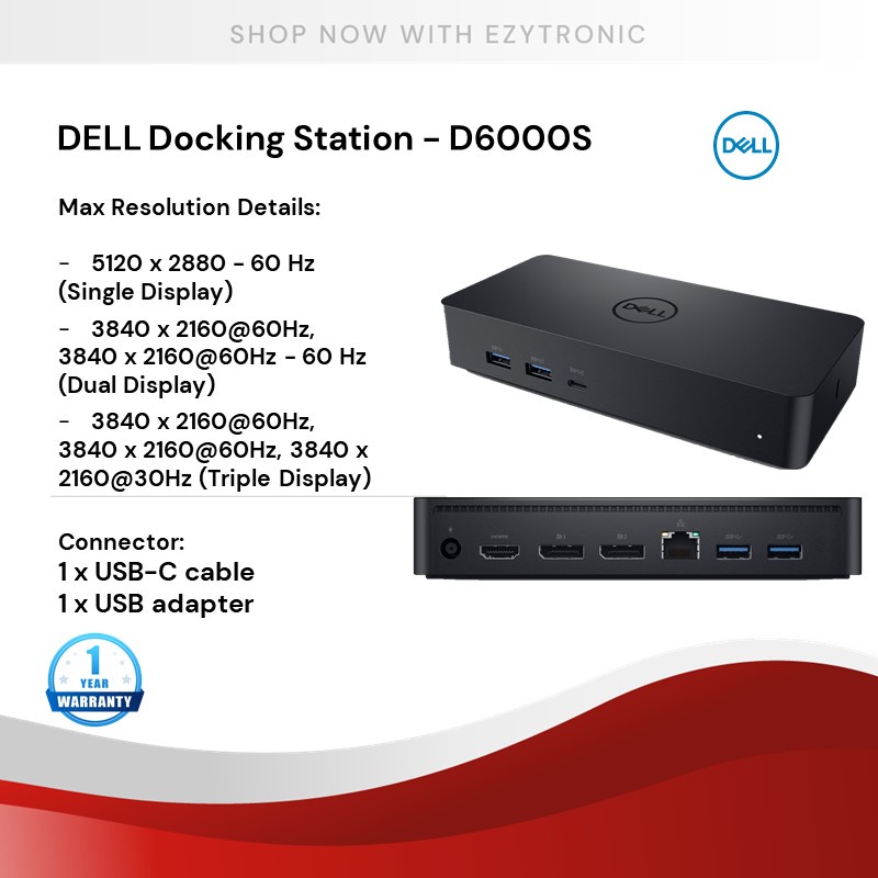 DELL DOCKING STATION D6000S 3 x 4K Monitor USB-C/USB-A Extend multiscreen  and port for Latitude Home Student SME Gaming | Shopee Malaysia