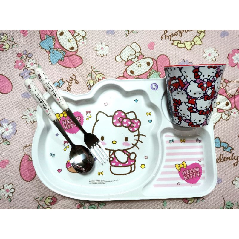 100 Sanrio Original Hello kitty Tableware Division Plate Set 分隔盘