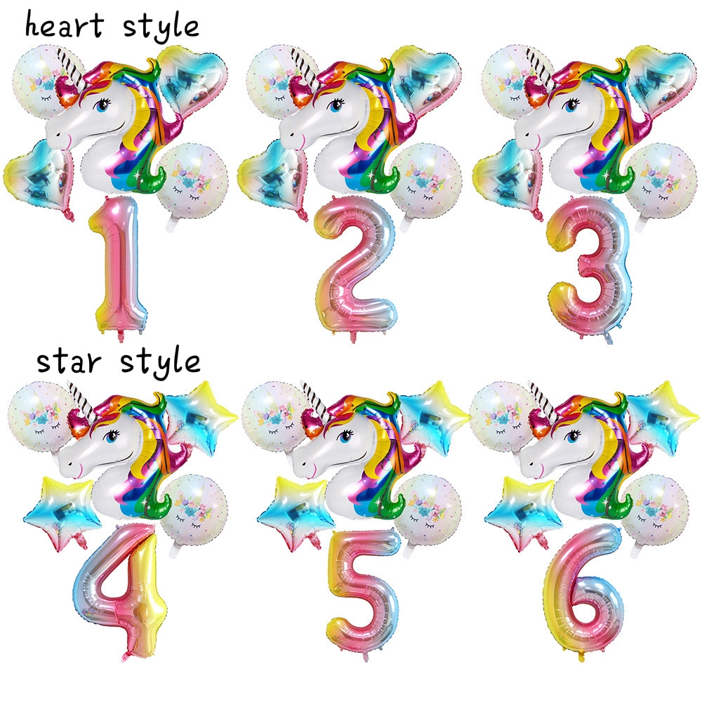 Cartoon Unicorn Party Balloons Birthday Party Balloons Package Full Moon Birthday Decoration Girls Children S Party