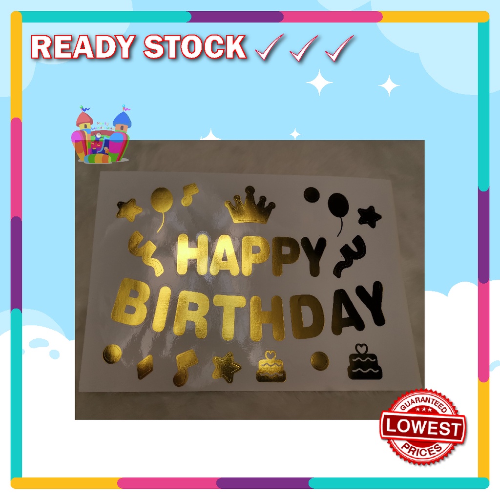 Ready Stock 18 Inch Gold Diy Happy Birthdaycongratulation Bobo