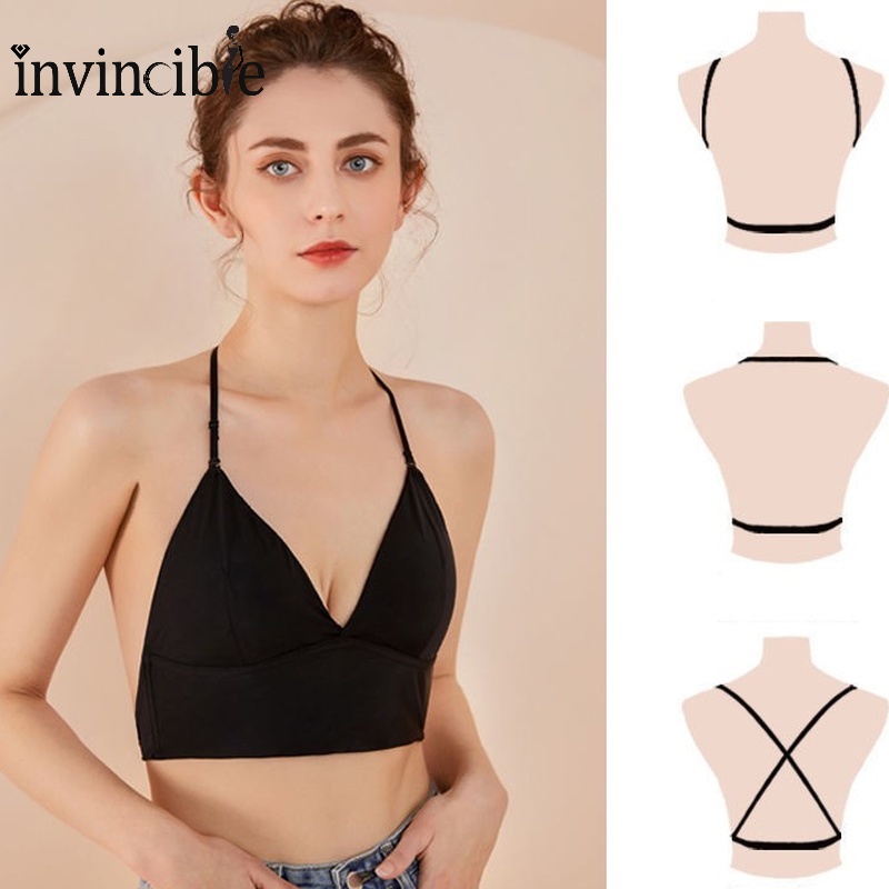Breathable Ice Silk Triangle Cup Bra With Removable Chest Pad French Style Sexy U Shape Big