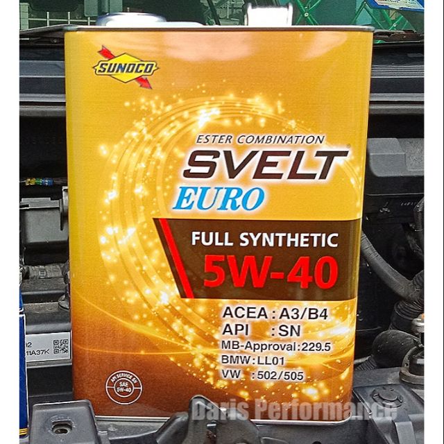 Sunoco Svelt Fully Synthetic Ester 5w40 4l Shopee Malaysia