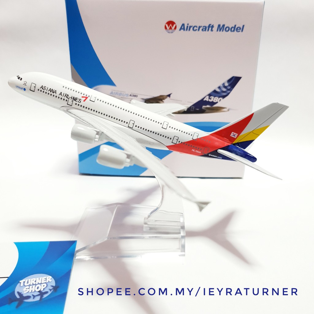 ZAMTAC Air Asiana Airlines A380 Airbus 380 Airways Airplane Model Alloy Metal Model Plane Diecast Aircraft 16cm Gift 