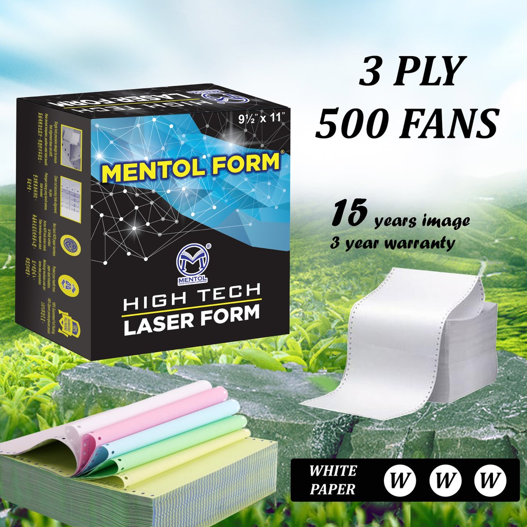 MENTOL FORM HIGHT TECH 15 YEARS BLACK IMAGE - 3PLY 500FANS W/W/W (3 YEAR WARRANTY COMPUTER FORM)