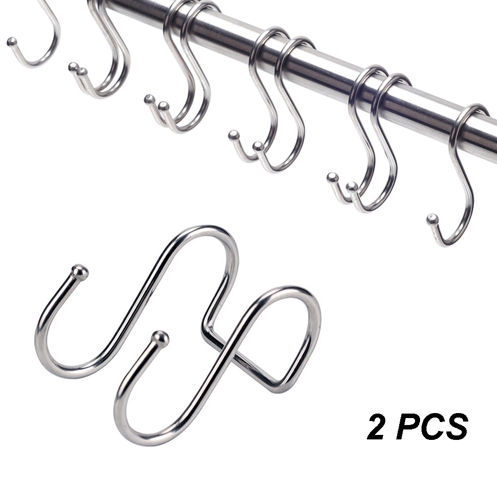 2pcs Clothes S Shaped Shower Wall Hanger Multipurpose Stainless