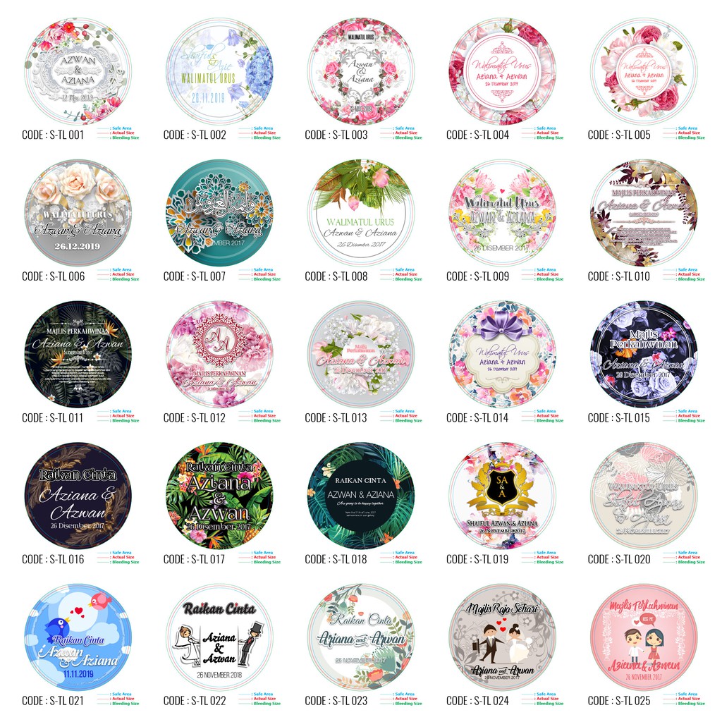 [100135PCS] STICKER KAHWIN MURAH FREE DESIGN TEMPLATE 4CM7CM