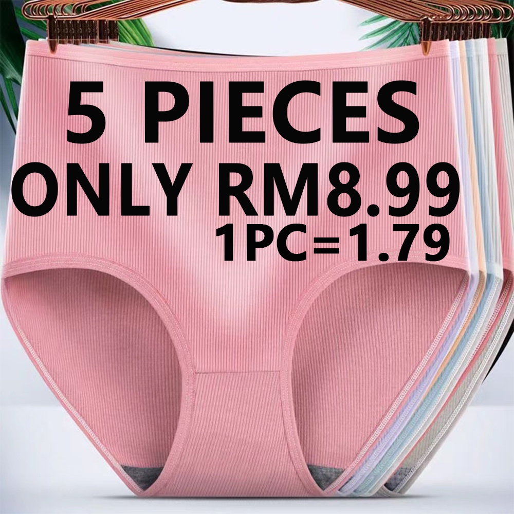 [KL Ready Stock] 5PCS Plus Size Women High Waist Panties Lingeries