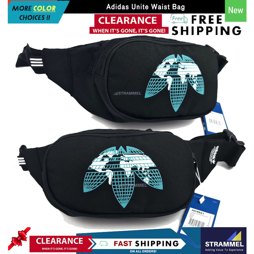 Adidas Unite Graphic Waist Bag Black Crossbody Pouch Bag Hip Pack Bum