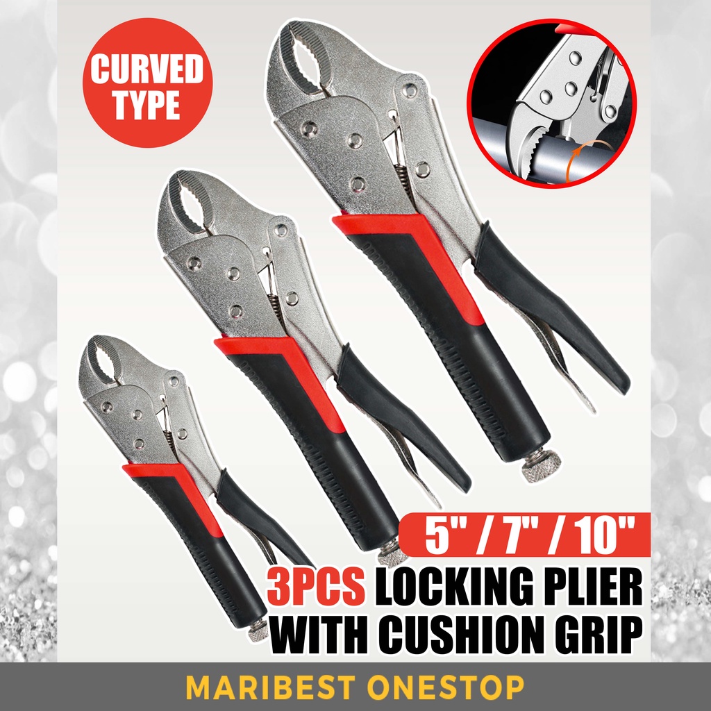 [ 5" / 7" / 10" ] 3PCS Locking Plier With Cushion Grip Curved Jaw Locking Pliers Vise Grip Torque Gripe Jam Playar 大力钳