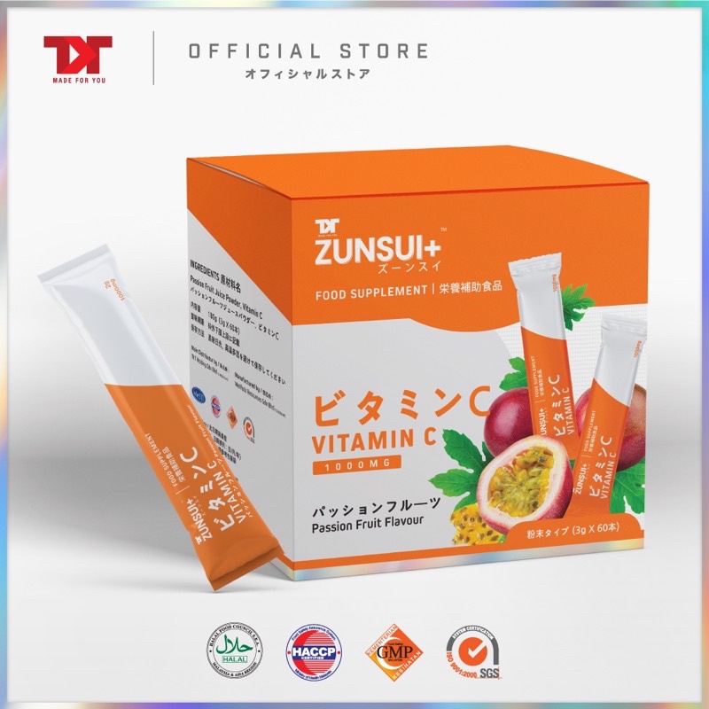 zunsui+ vitamin c passion fruit flavour 1000mg 3gX60 Shopee Malaysia