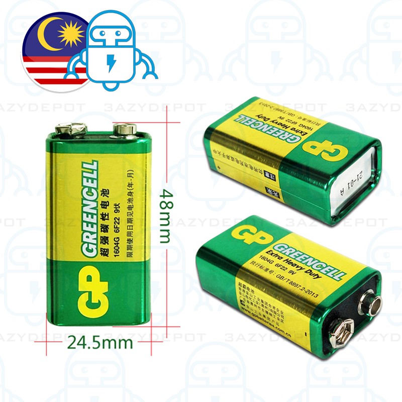 🇲🇾3azydepot || GP 9V Greencell Extra Heavy Duty Battery 6F22 | Shopee ...