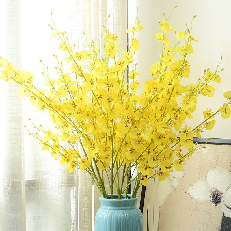 5pc Artificial Flower Yellow Oncidium For Wedding Party Living