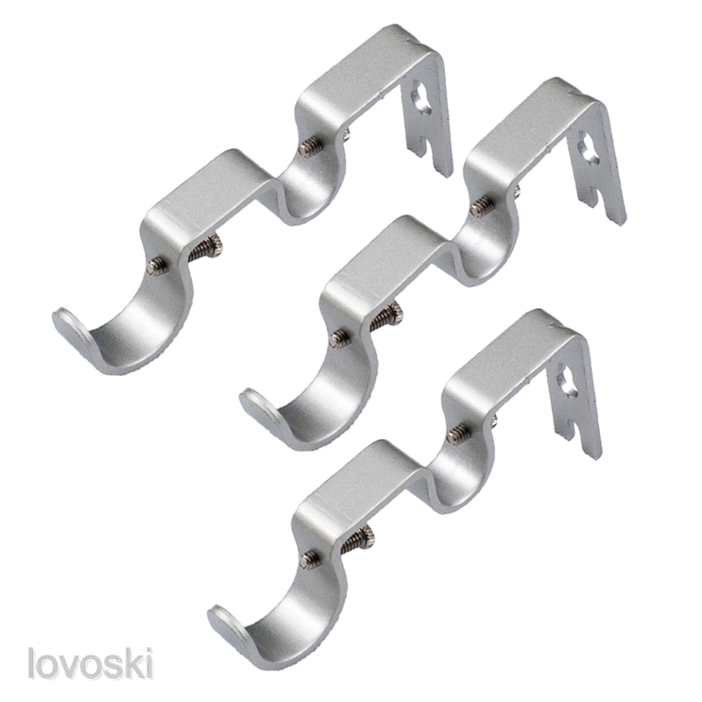 Set Of 3pcs Drapery Double Curtain Rod Wall Bracket Holder For 1
