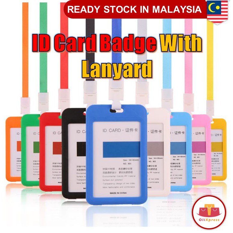 Badge ID Employee Work Card Holder Vertical Holders With Lanyard Neck