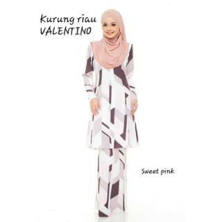 Kurung riau Valentino design sweet pink corak geometri Kurung riau Valentino design sweet pink corak geometri