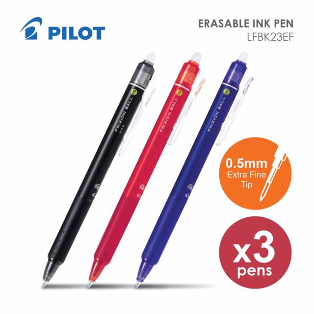 Pilot Ball Frixion Eraserable Pen x3 