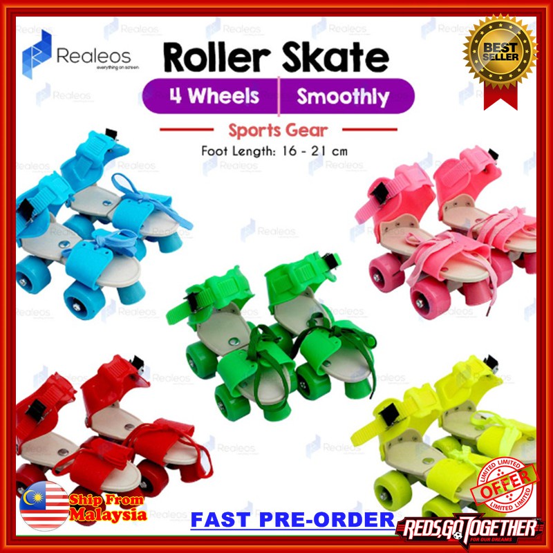 4 Wheels Adjustable Kids Quad Roller Skate Shoe Sport Kasut Sukan Budak