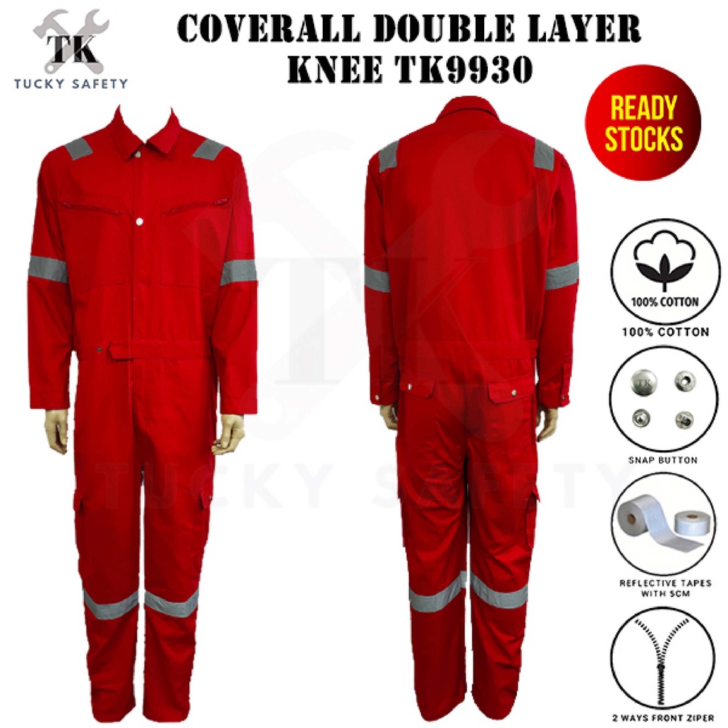 TK 100 COTTON MEN'S WORKING COVERALL WITH BUTTON / DOUBLE ZIPPER