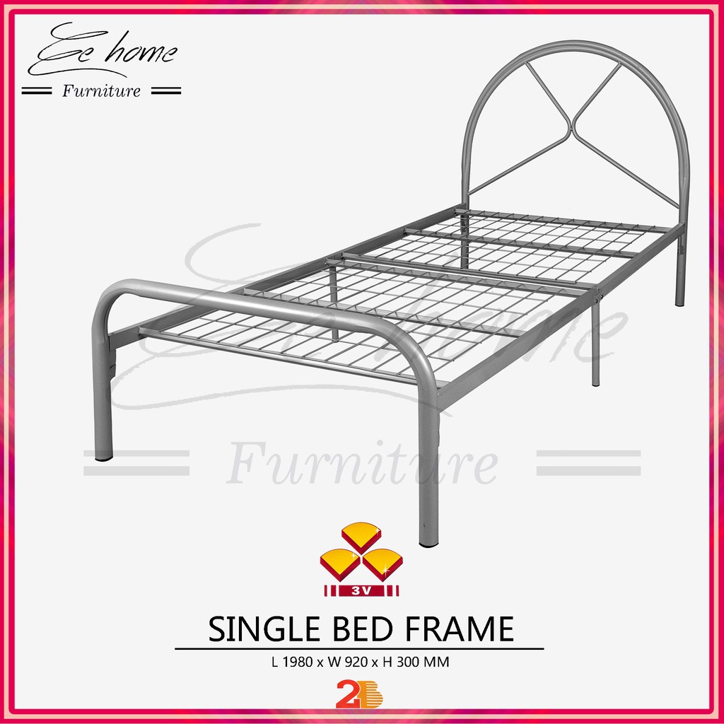 EE HOME 3V Powder Coat Metal Single Bed Frame Katil Bujang | Shopee ...