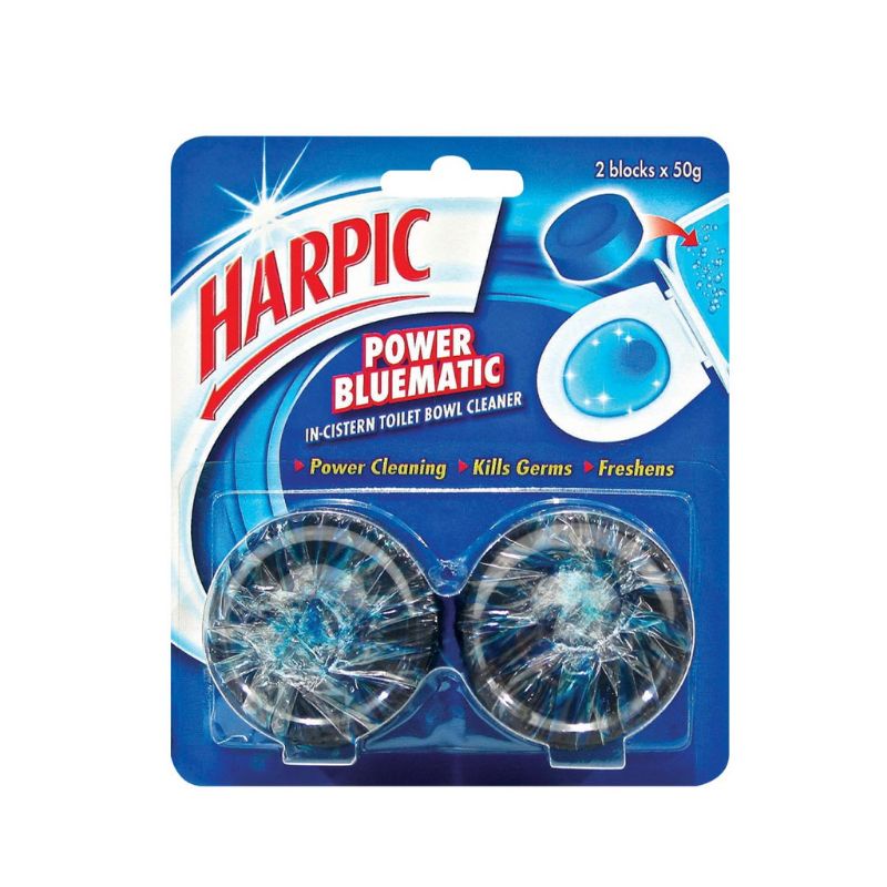 Harpic Power Bluematic InCistern Toilet Bowl Cleaner 2 x 50g clean