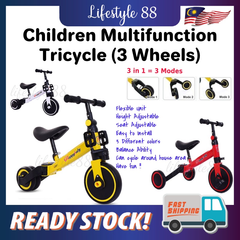 Multifunction 3 in 1 Tricycle 3 Wheels Balance Bike Children Scooter
