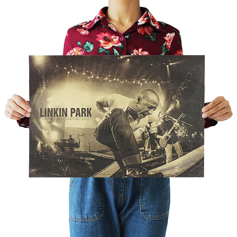 Nostalgic Poster Rock Band Linkin Park Kraft Paper Cafe Bar Poster Retro Poster Decorative 51x36cm Wall Sticker Wall Art