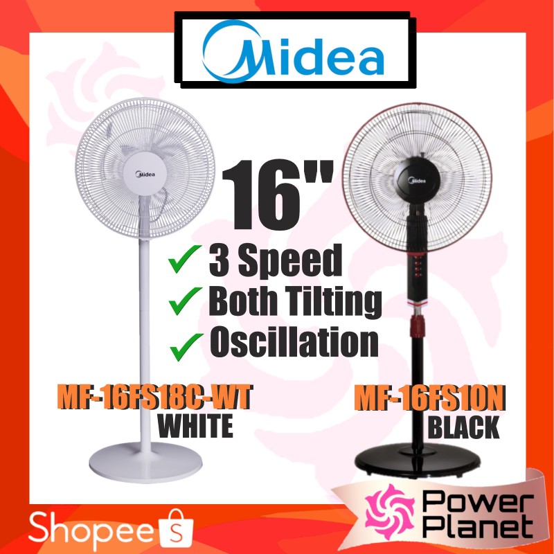 Midea Fan 16 Stand Fan Mf 16fs18c Wt White Mf16fs18cwt Mf16fs18c Or Mf 16fs10n Black Shopee Malaysia