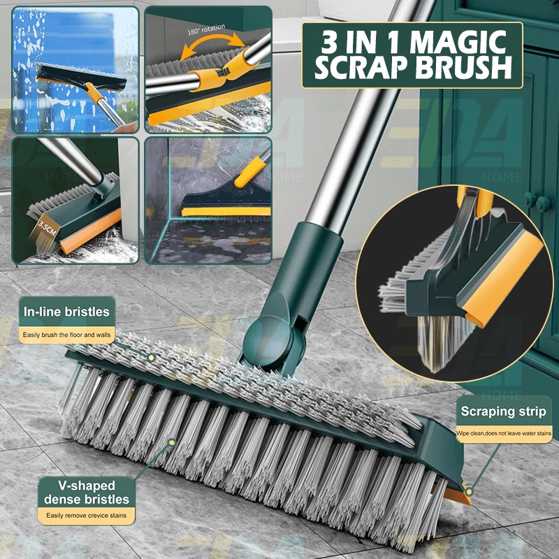 3 in 1 magic Brush 3in1 Broom Penyapu Lantai Floor Cleaning Brush Gap Scrub Brush Tile Kitchen Bathroom Toilet 刮刷清洁地刷