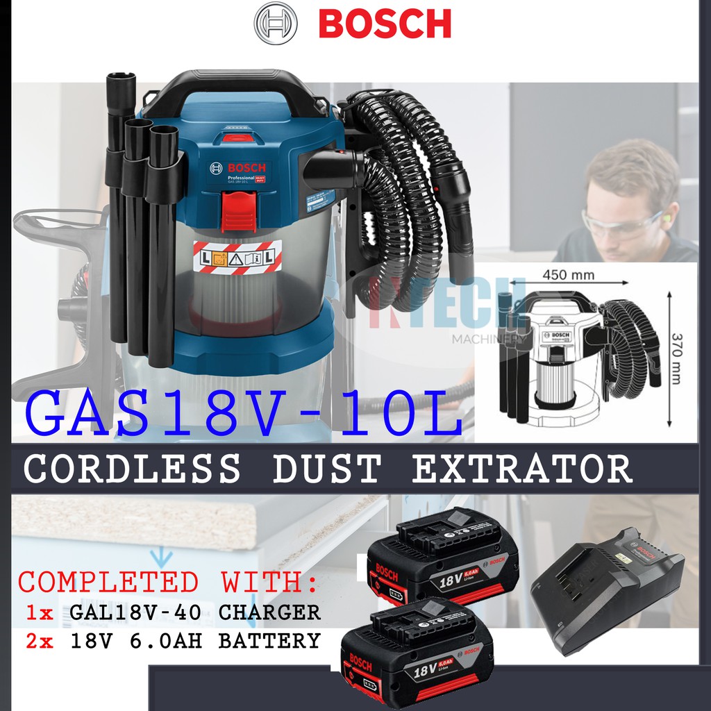 BOSCH GAS18V10L CORDLESS WET&DRY VACUUM CLEANER (GAL18V40 & 2x 18V 6