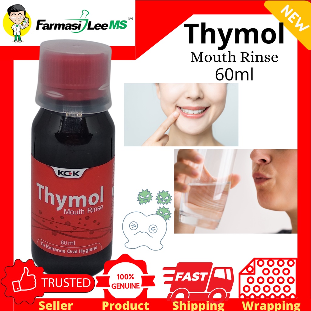 Thymol Mouth Rinse 60ml (Exp 04/2025) Relieves sore throat, mouth ulcer