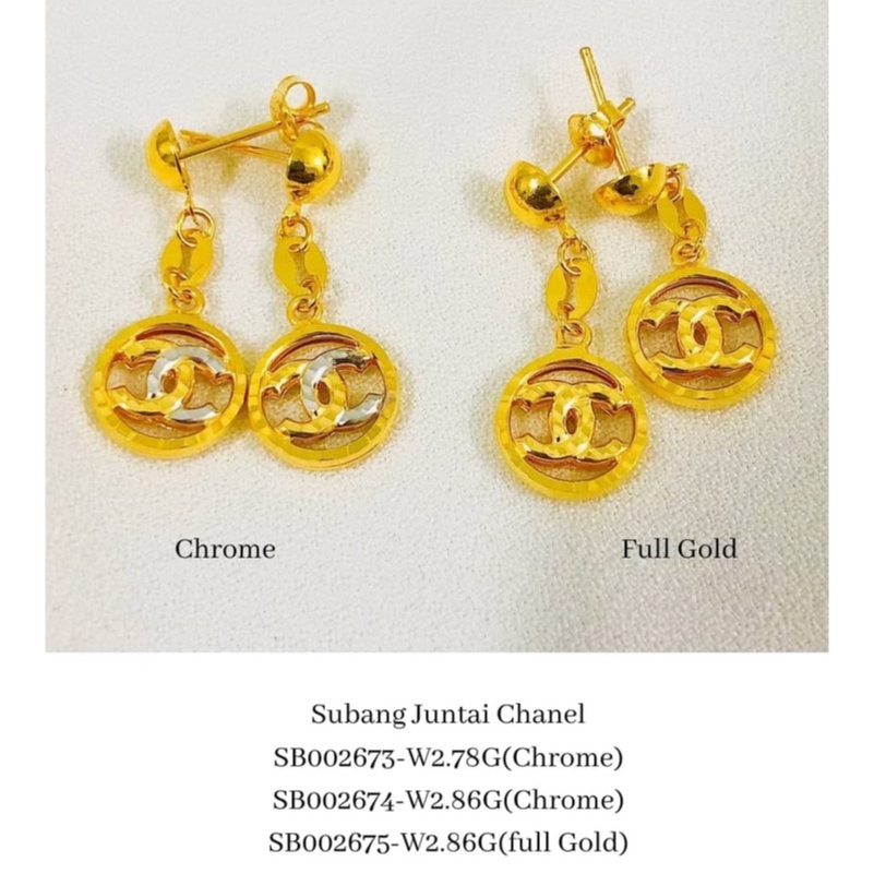SUBANG JUNTAI CHANEL 916GOLD/SUBANG PAKU/SKRU/JEWELLERY/EMAS TULIN 916/EYERRING/SUBANG EMAS 916/SUBANG BUNGA/SUBANG CLIP