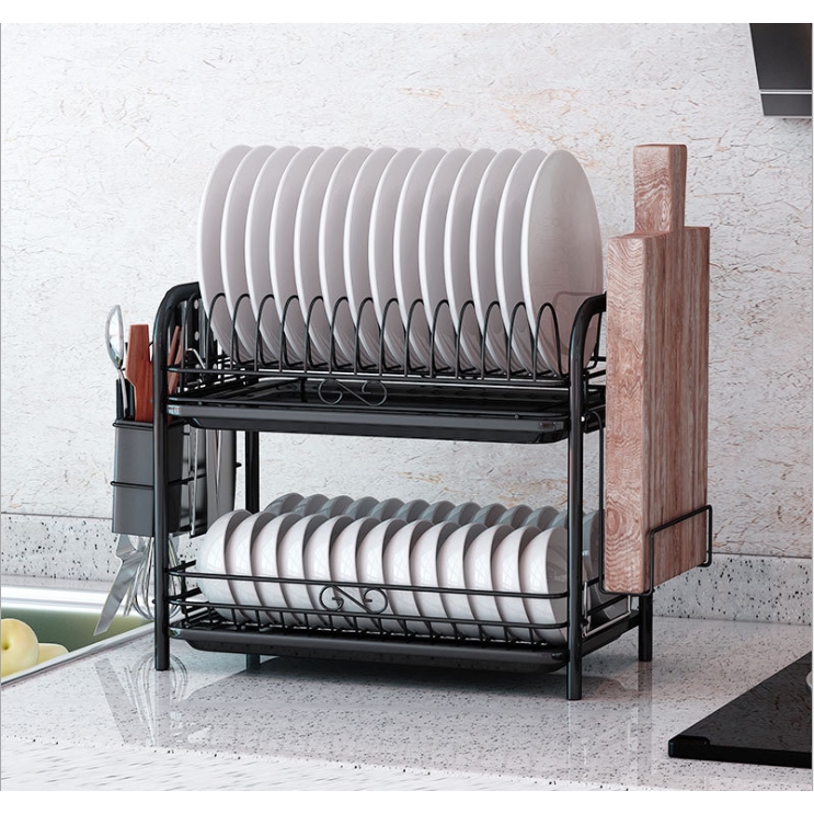 2 3 layers Plating Steel Dish Rack Organizer with Tray Rak  