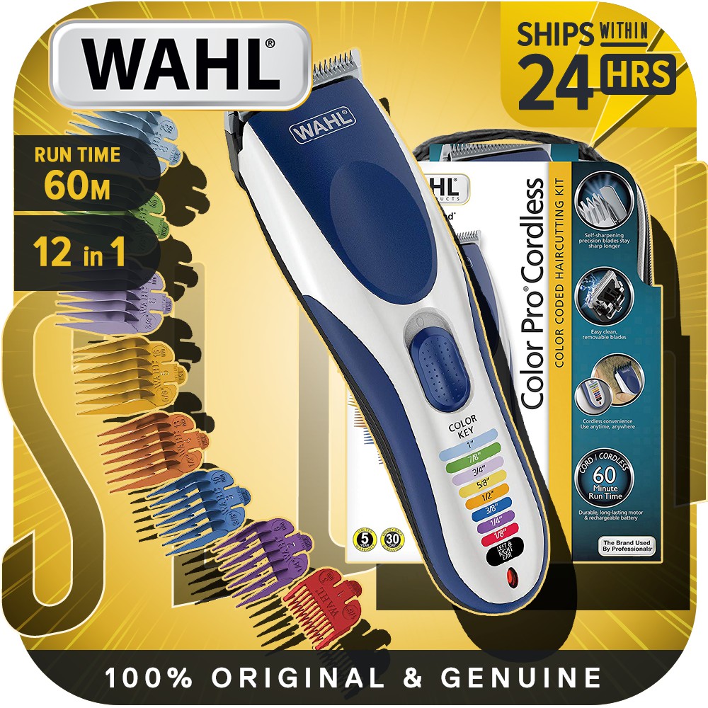 Wahl 9649 Color Pro Cordless Rechargeable Hair Clipper & Trimmer ...