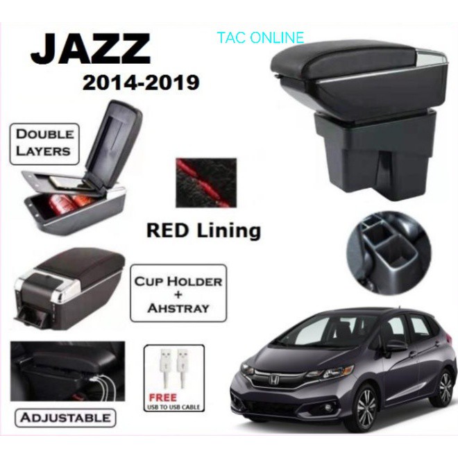 Honda Jazz 2014-2019 7USB Double Layer Arm Rest Armrest Console
