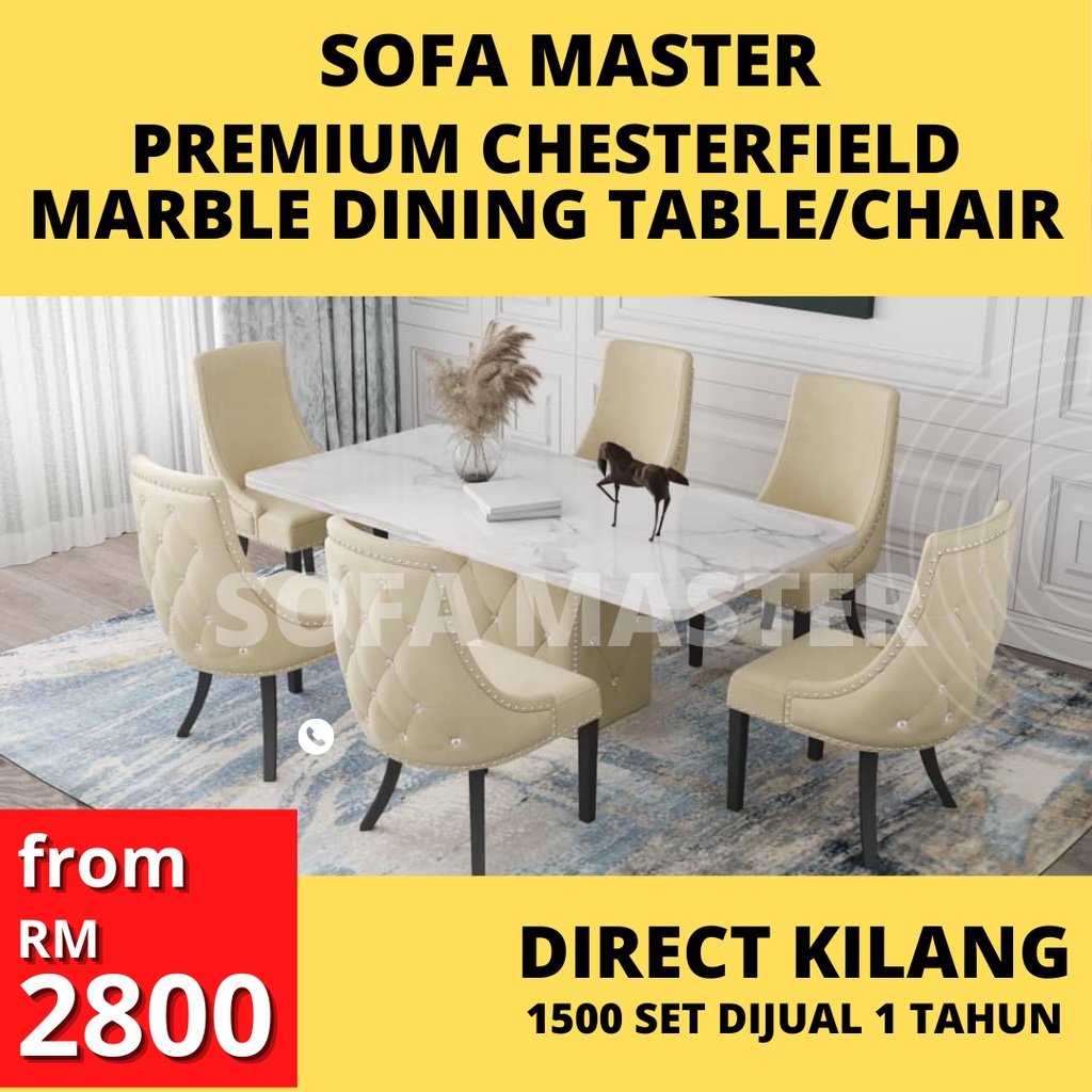 Premium Chesterfield Marble dining table set 6 seater 8 seater