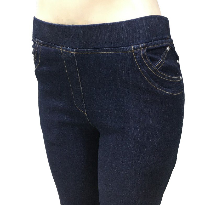 LADIESJEANS Zipless Stretchable Denim Jeans Kain Stretchable S-XL (DARK BLUE)