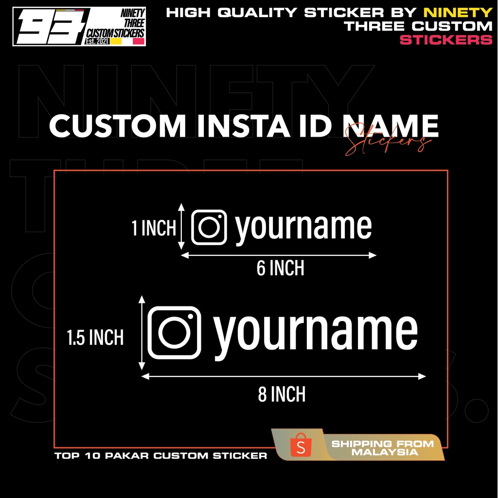 CUSTOM INSTAGRAM USERNAME ID DECAL VINYL