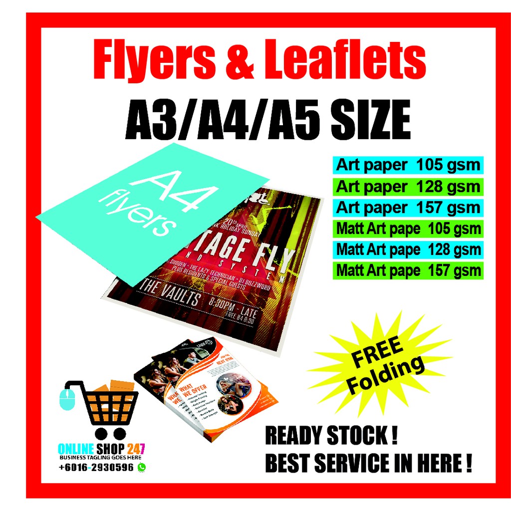 Buy Flyers & Leaflets A3/A4/A5 SIZE (Offset Printing) (Free Folding) A4