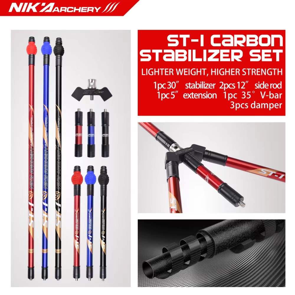 Carbon Balance Bar Set Archery Stabilizer System Damper Rod Recurve Compound Bow 