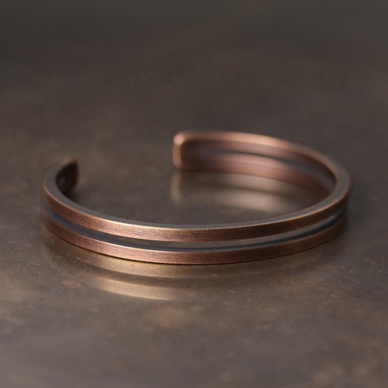 Pure Copper Handcrafted Metal Bracelet Rustic Vingtage Punk Unisex Cuff Bangle Carved Handmade Manmade Jewelry Men Women Gift