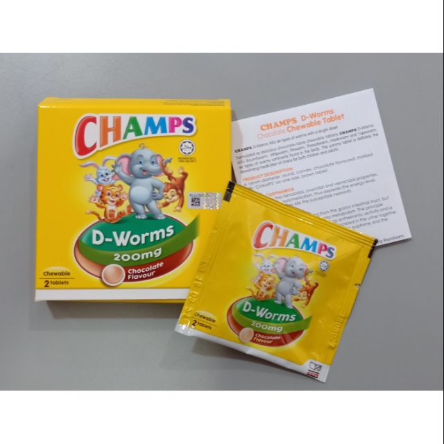 Champs D-Worms 2tablet (ubat cacing) chocolate flavour 