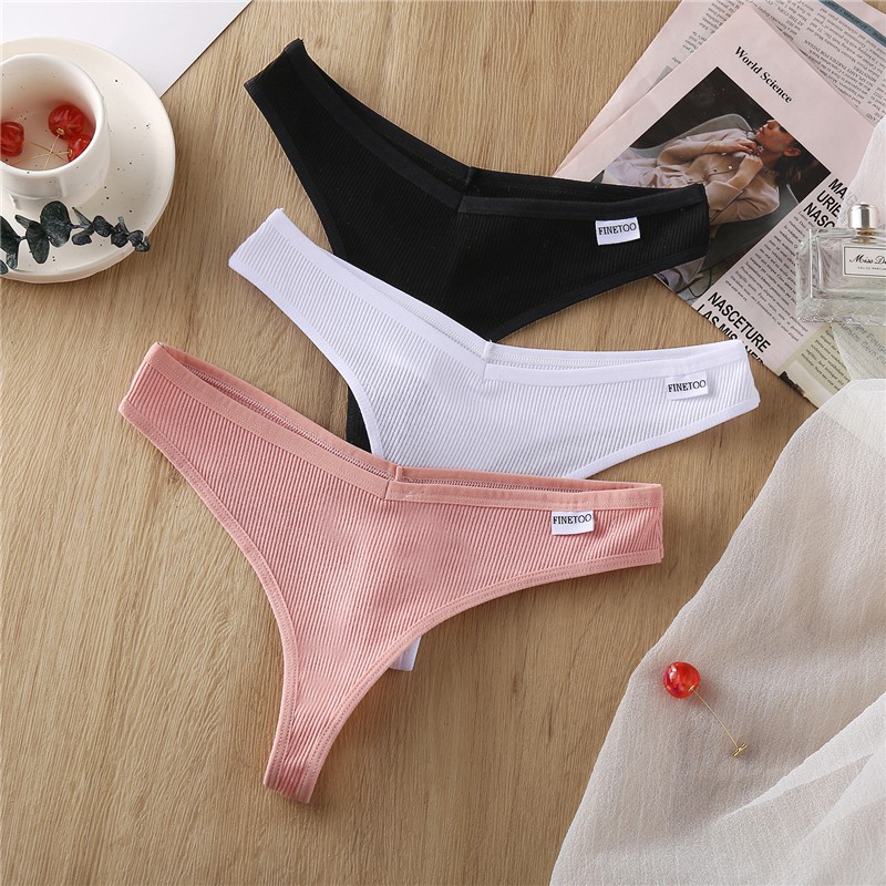 Cotton Thongs Women Sexy V Waist GString Comfortable Striped Thong