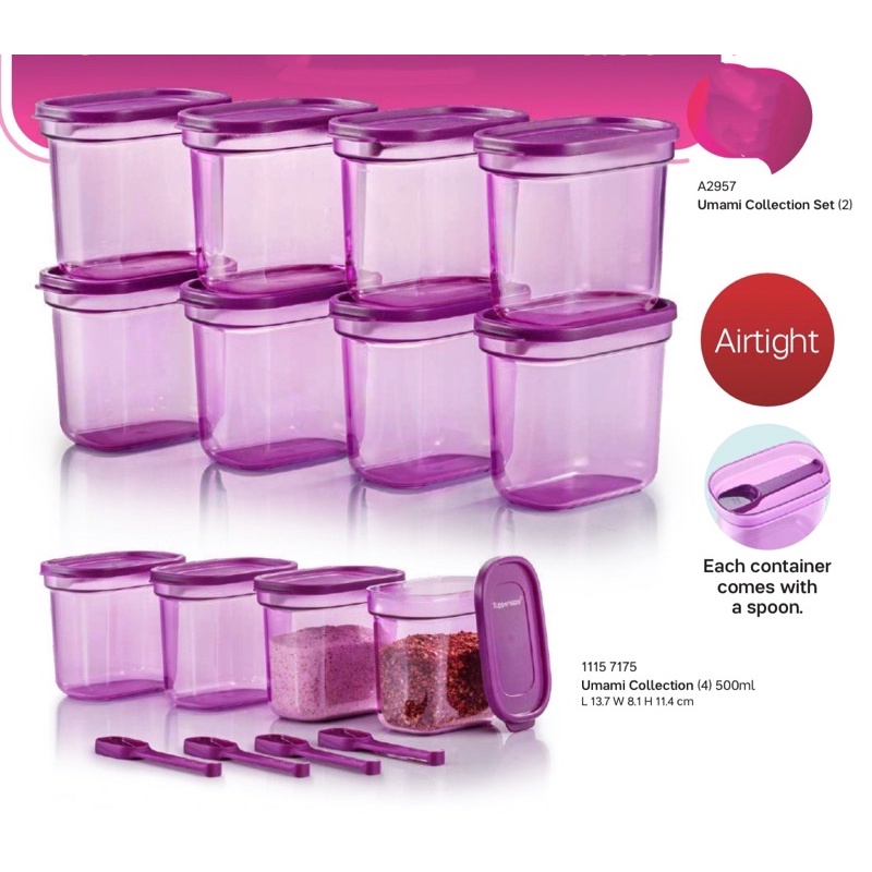 Tupperware Umami Collection 500ml Airtight Collection with Spoon ...