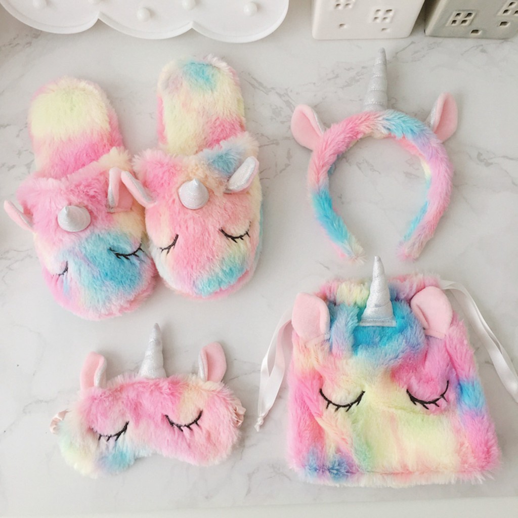 fluffy unicorn slippers