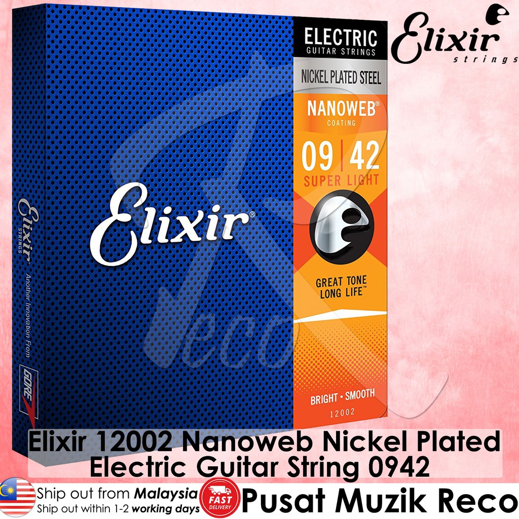 Elixir 12002 Nanoweb Coated Electric Guitar String 0942 Super Light