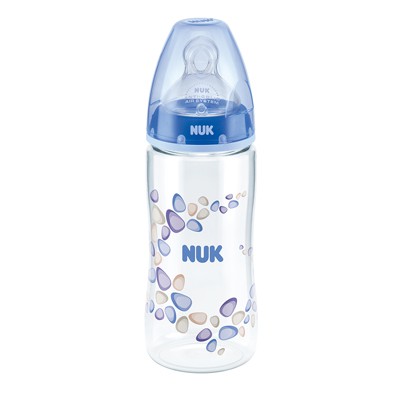 NUK: Premium Series Wide Neck PA Bottle w Silicone Teat 300ml/10oz - Blue