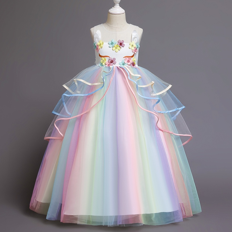 NNJXD Girls Unicorn Dress Rainbow Princess Dresses Kids Birthday Party |  Shopee Malaysia