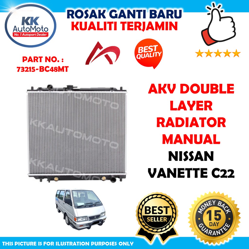 Akv Nissan Vanette C22 Double Layer Radiator Tangki Air 26mm Manual