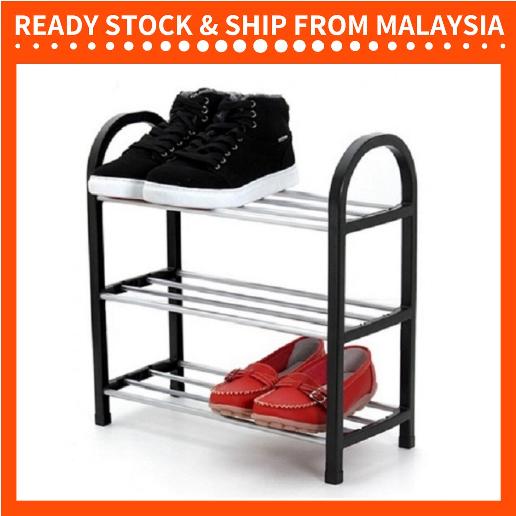 42cm Shoe Rack Shelf 3 Tier Shoes Storage Black Plastic Closet Multi Storey Shopee Malaysia