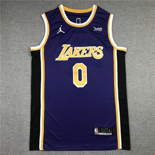 【4 styles】NBA jersey Los Angeles Lakers No.0 Westbrook 2021 purple JORDAN logo and other styles basketball jersey